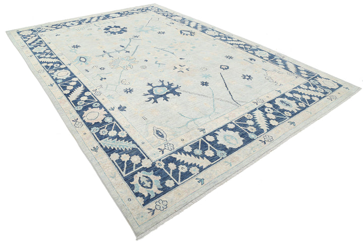 Hand Knotted Oushak Wool Rug 8' 9" x 12' 6" - No. AT88340
