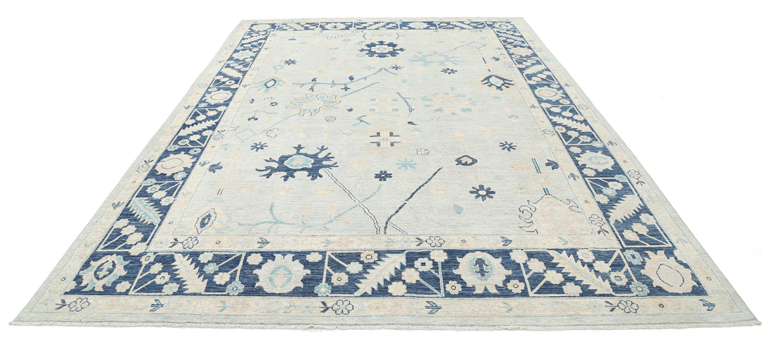 Hand Knotted Oushak Wool Rug 8' 9" x 12' 6" - No. AT88340
