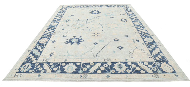 Hand Knotted Oushak Wool Rug 8' 9" x 12' 6" - No. AT88340