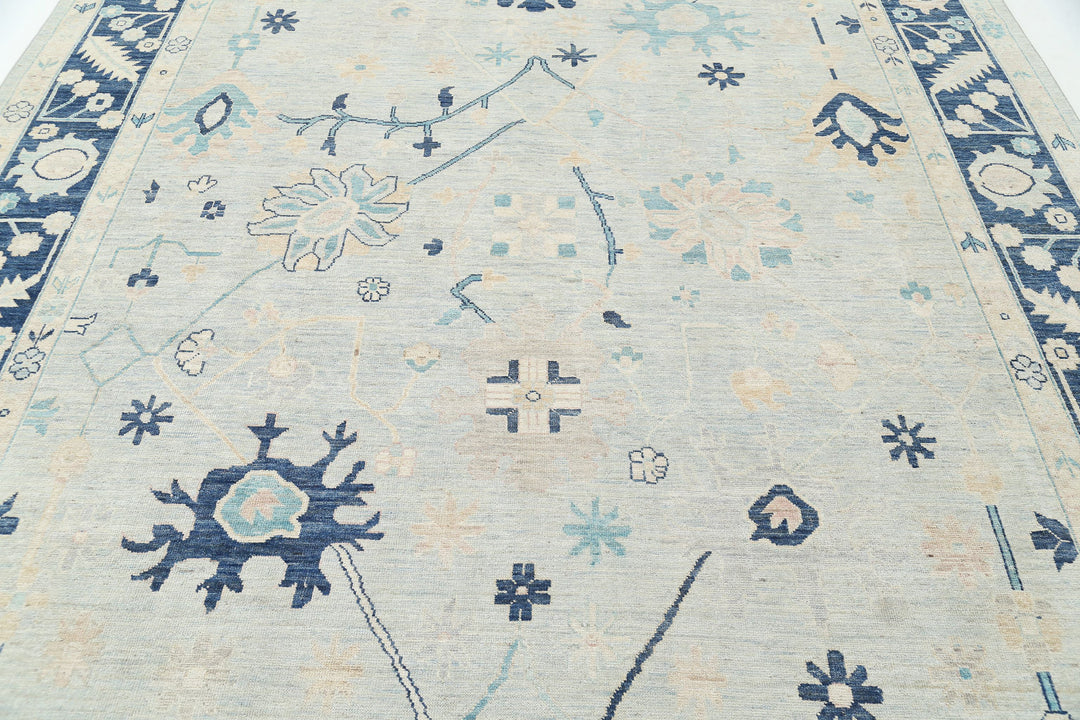 Hand Knotted Oushak Wool Rug 8' 9" x 12' 6" - No. AT88340