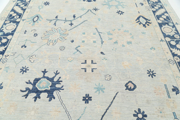 Hand Knotted Oushak Wool Rug 8' 9" x 12' 6" - No. AT88340