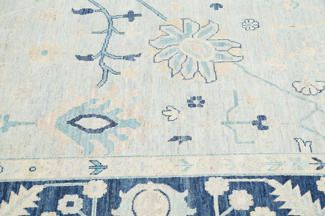 Hand Knotted Oushak Wool Rug 8' 9" x 12' 6" - No. AT88340