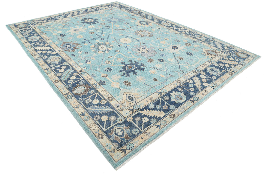 Hand Knotted Oushak Wool Rug 8' 11" x 12' 1" - No. AT64172