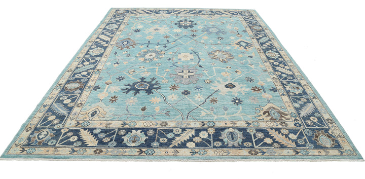 Hand Knotted Oushak Wool Rug 8' 11" x 12' 1" - No. AT64172