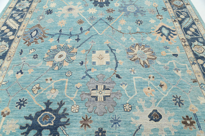 Hand Knotted Oushak Wool Rug 8' 11" x 12' 1" - No. AT64172