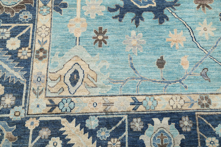 Hand Knotted Oushak Wool Rug 8' 11" x 12' 1" - No. AT64172