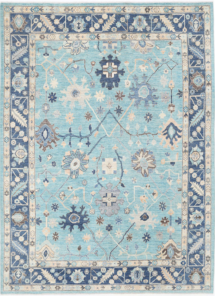Hand Knotted Oushak Wool Rug 8' 11" x 12' 1" - No. AT64172