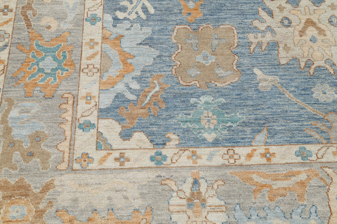 Hand Knotted Oushak Wool Rug 8' 3" x 9' 11" - No. AT90340