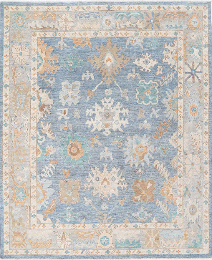 Hand Knotted Oushak Wool Rug 8' 3" x 9' 11" - No. AT90340