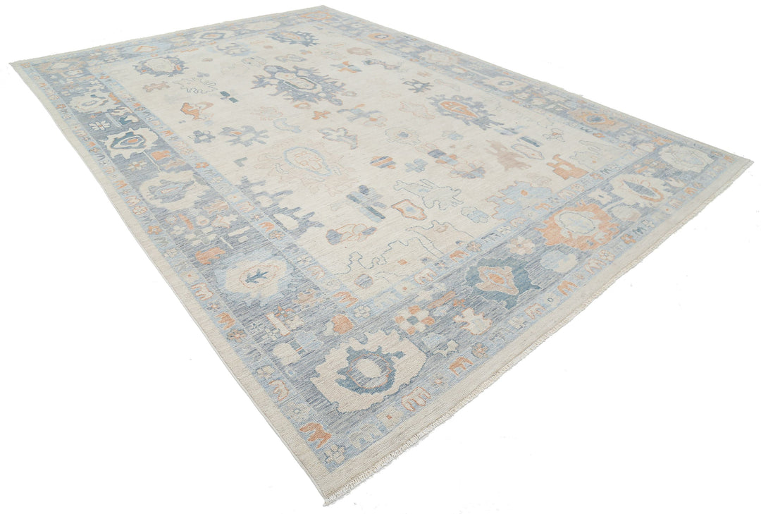 Hand Knotted Oushak Wool Rug 9' 10" x 13' 8" - No. AT71256