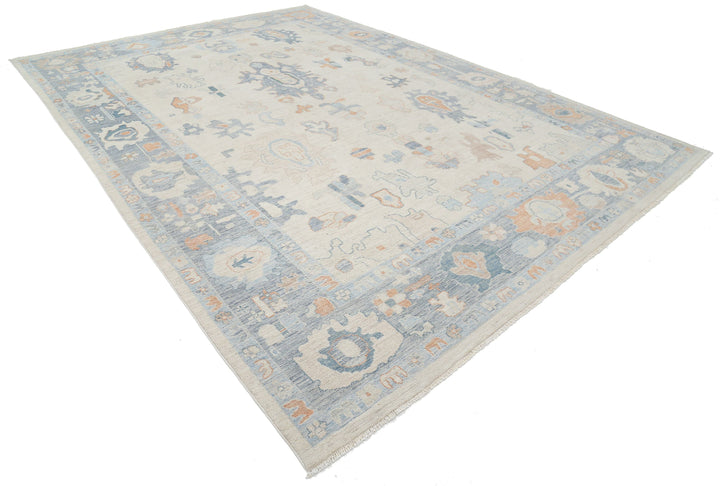 Hand Knotted Oushak Wool Rug 9' 10" x 13' 8" - No. AT71256
