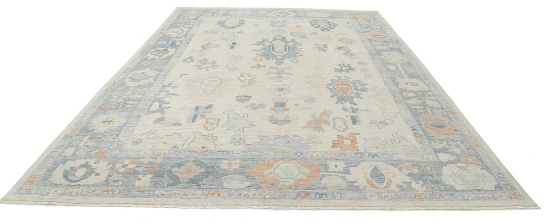 Hand Knotted Oushak Wool Rug 9' 10" x 13' 8" - No. AT71256