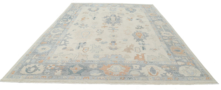 Hand Knotted Oushak Wool Rug 9' 10" x 13' 8" - No. AT71256