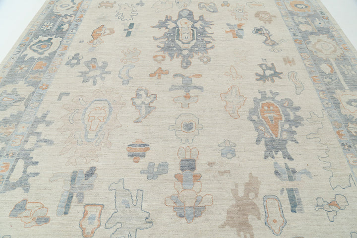 Hand Knotted Oushak Wool Rug 9' 10" x 13' 8" - No. AT71256