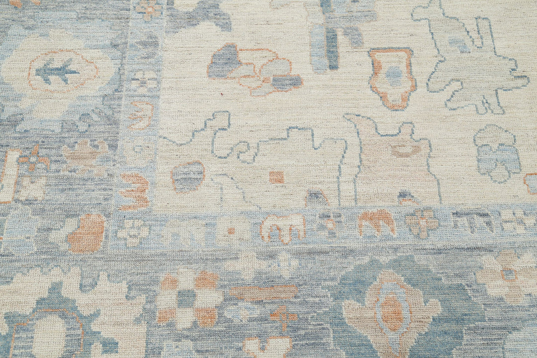 Hand Knotted Oushak Wool Rug 9' 10" x 13' 8" - No. AT71256