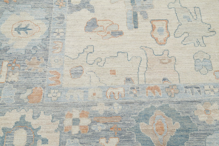 Hand Knotted Oushak Wool Rug 9' 10" x 13' 8" - No. AT71256