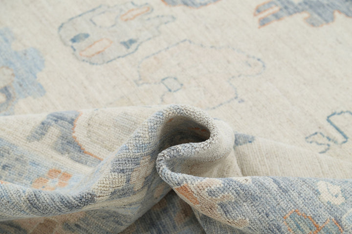 Hand Knotted Oushak Wool Rug 9' 10" x 13' 8" - No. AT71256
