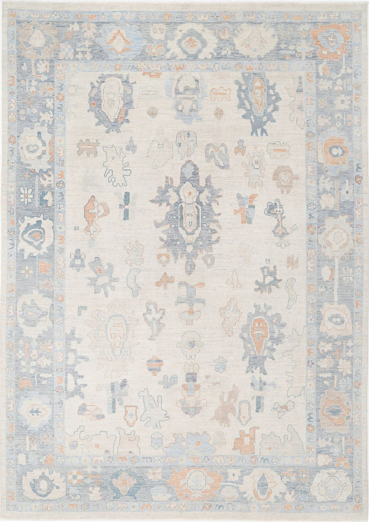 Hand Knotted Oushak Wool Rug 9' 10" x 13' 8" - No. AT71256