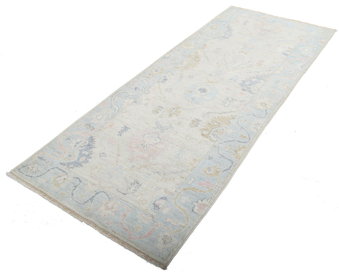Hand Knotted Oushak Wool Rug 3' 2" x 8' 1" - No. AT39450
