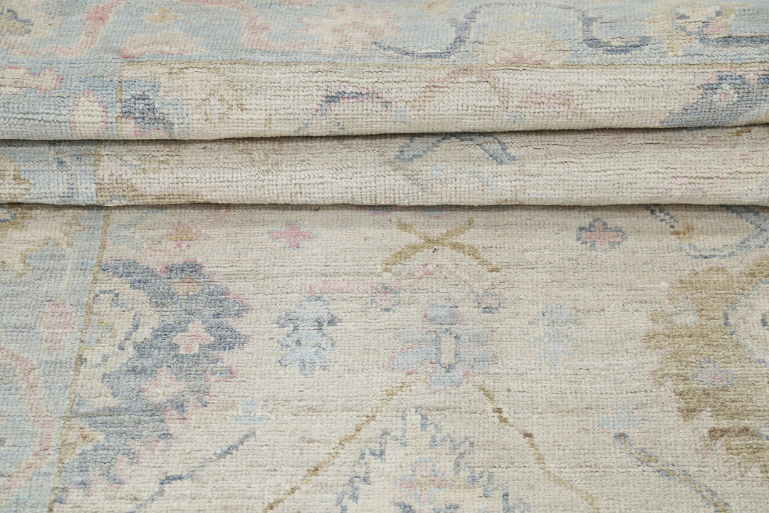 Hand Knotted Oushak Wool Rug 3' 2" x 8' 1" - No. AT39450