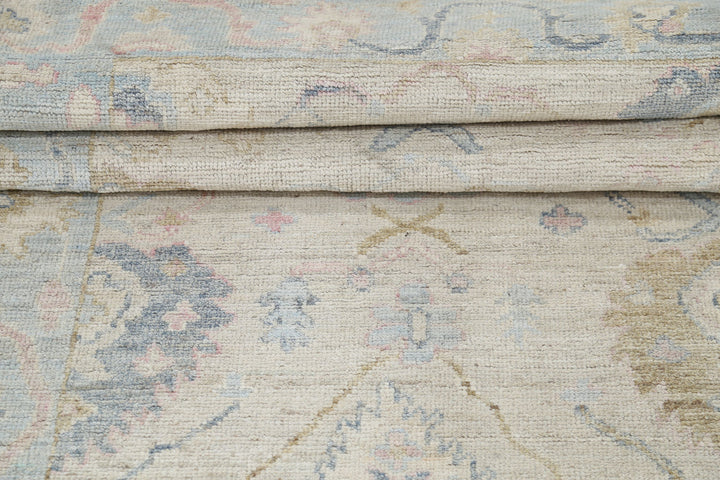 Hand Knotted Oushak Wool Rug 3' 2" x 8' 1" - No. AT39450