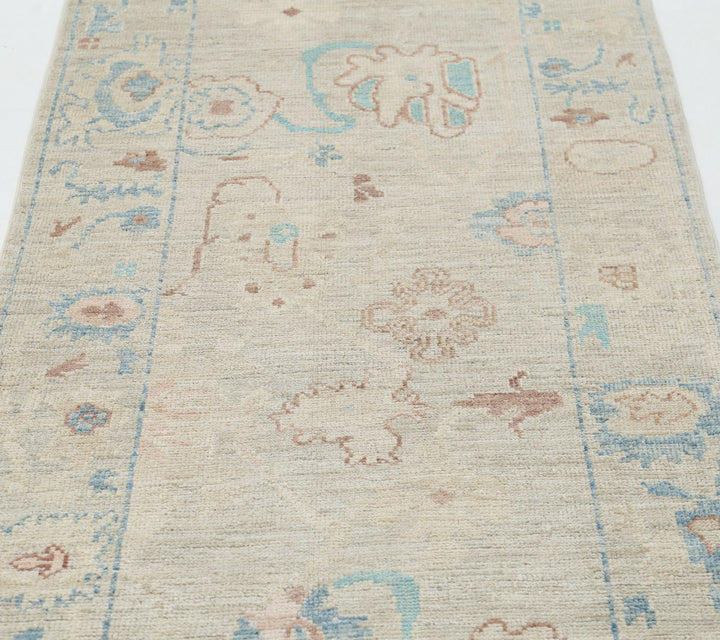 Hand Knotted Oushak Wool Rug 3' 0" x 9' 5" - No. AT81708