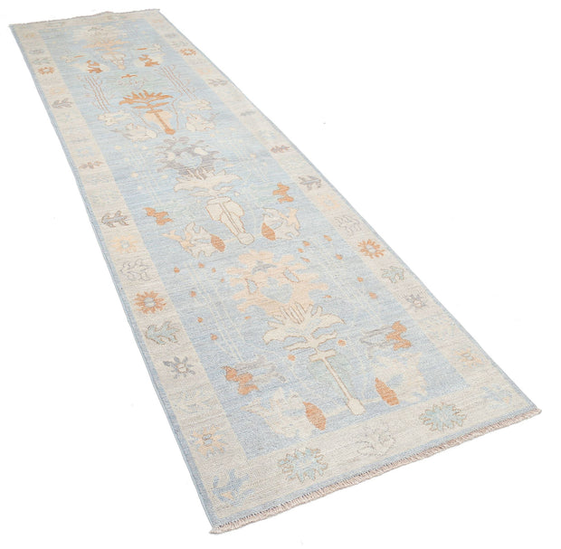 Hand Knotted Oushak Wool Rug 3' 1" x 11' 6" - No. AT56979