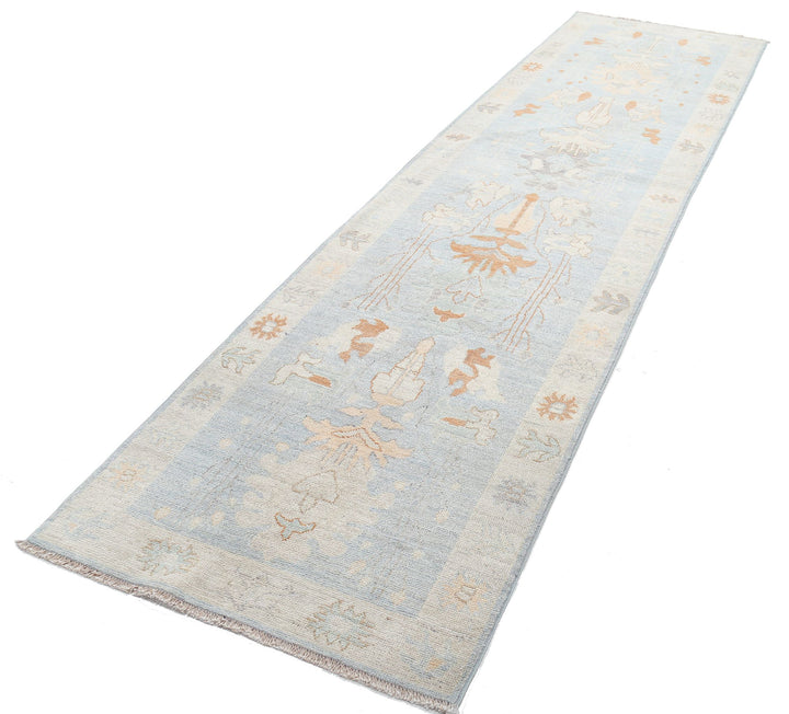 Hand Knotted Oushak Wool Rug 3' 1" x 11' 6" - No. AT56979