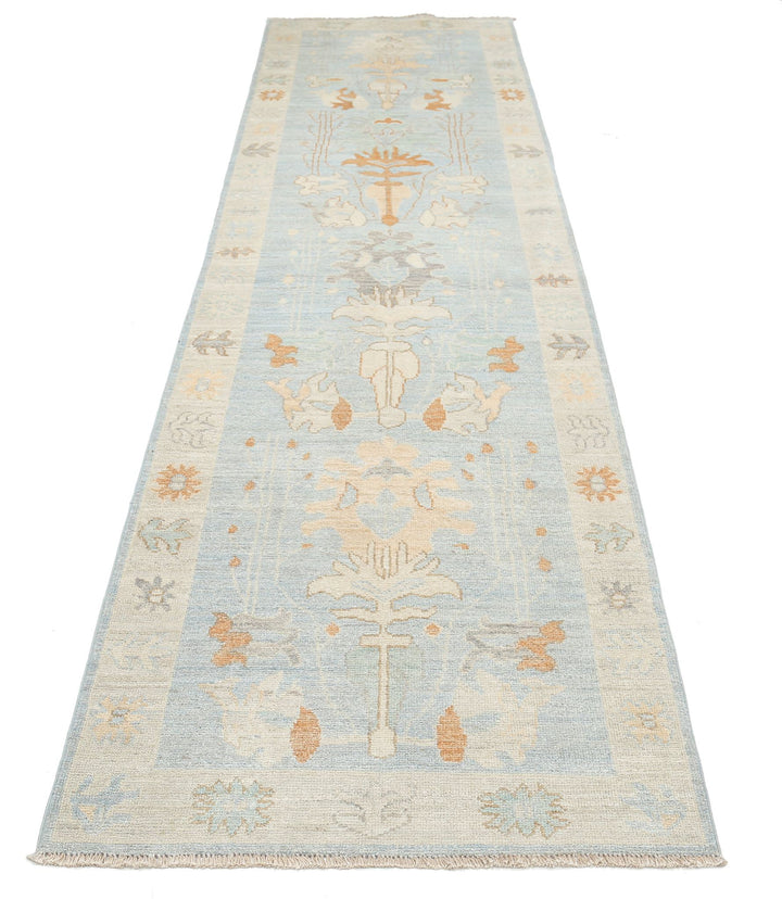 Hand Knotted Oushak Wool Rug 3' 1" x 11' 6" - No. AT56979