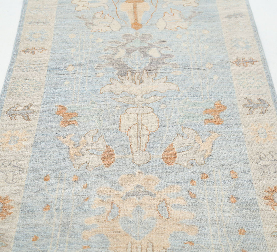 Hand Knotted Oushak Wool Rug 3' 1" x 11' 6" - No. AT56979