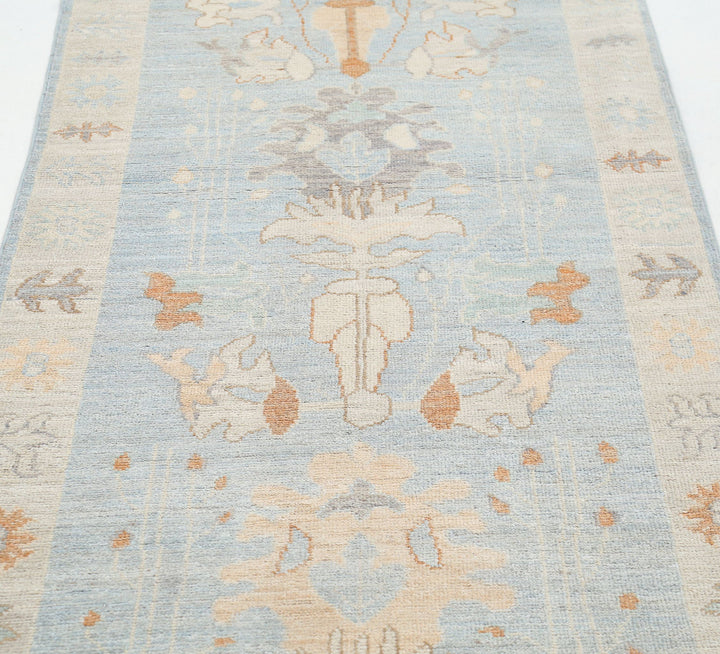 Hand Knotted Oushak Wool Rug 3' 1" x 11' 6" - No. AT56979