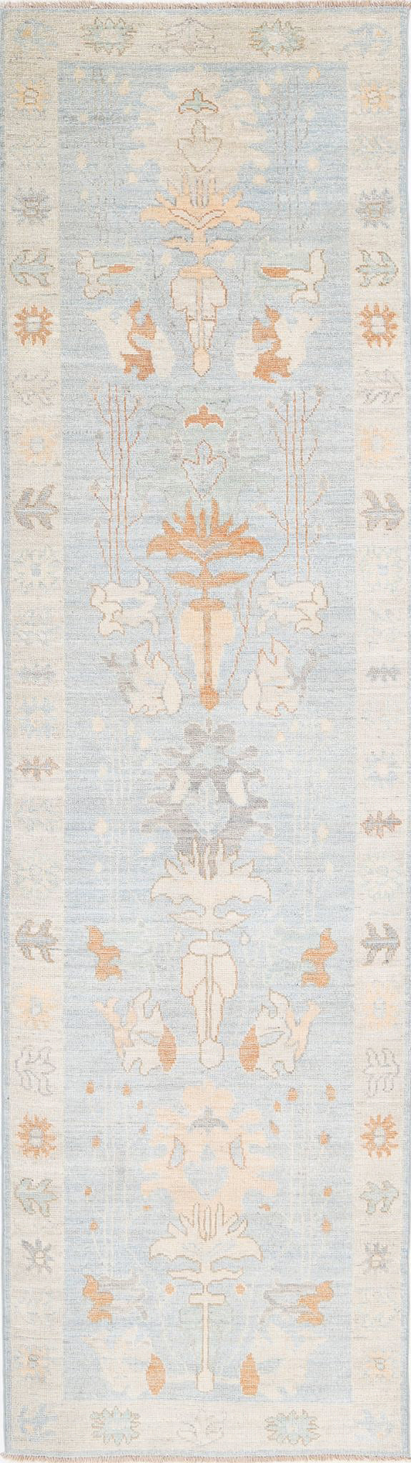 Hand Knotted Oushak Wool Rug 3' 1" x 11' 6" - No. AT56979