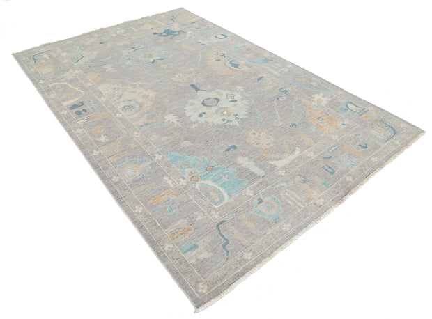 Hand Knotted Oushak Wool Rug 5' 11" x 8' 1" - No. AT53008