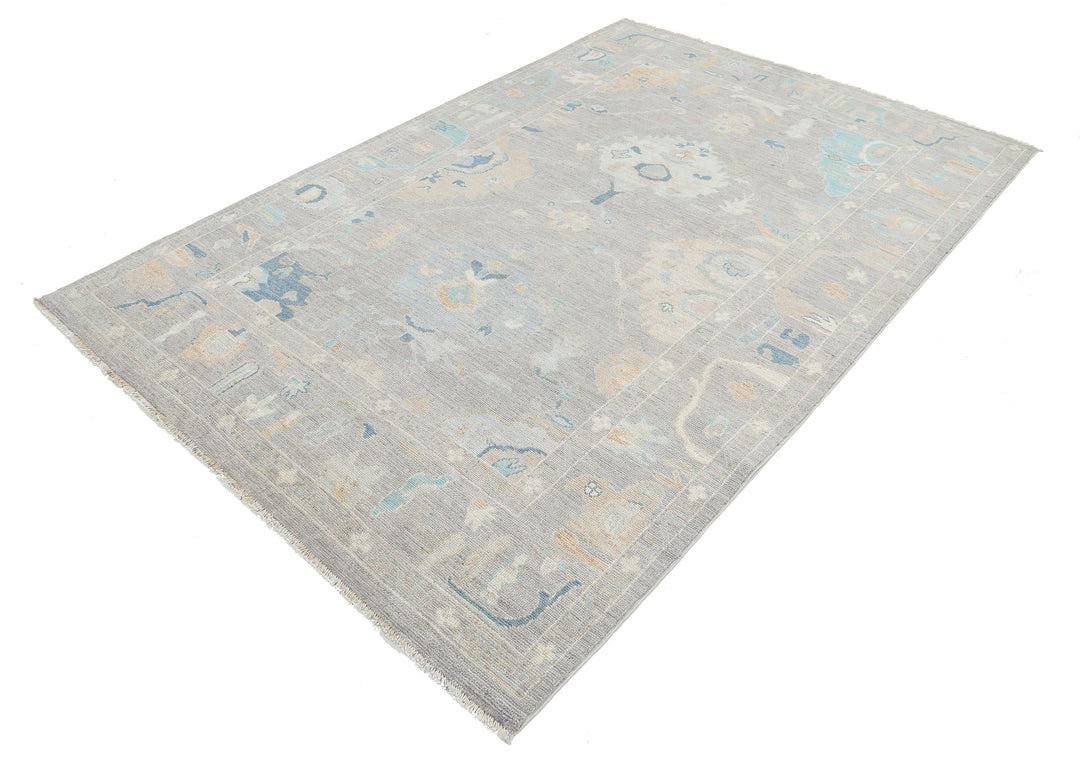 Hand Knotted Oushak Wool Rug 5' 11" x 8' 1" - No. AT53008