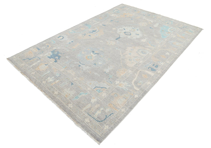 Hand Knotted Oushak Wool Rug 5' 11" x 8' 1" - No. AT53008
