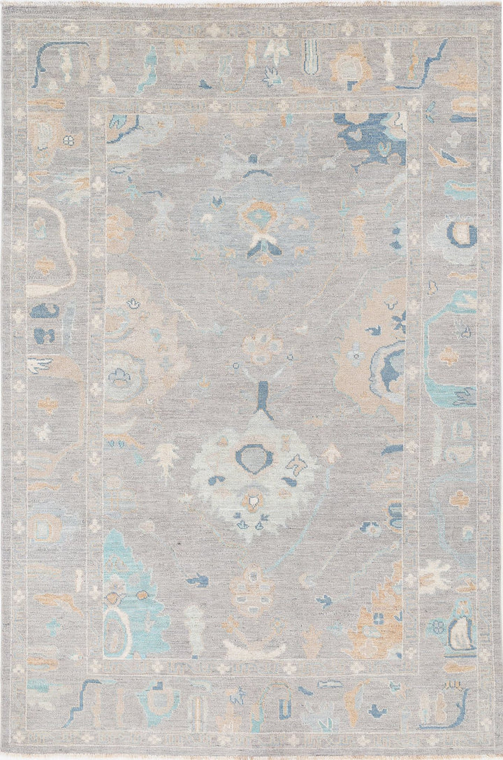 Hand Knotted Oushak Wool Rug 5' 11" x 8' 1" - No. AT53008