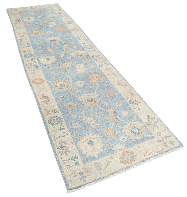 Hand Knotted Oushak Wool Rug 3' 1" x 11' 3" - No. AT17447