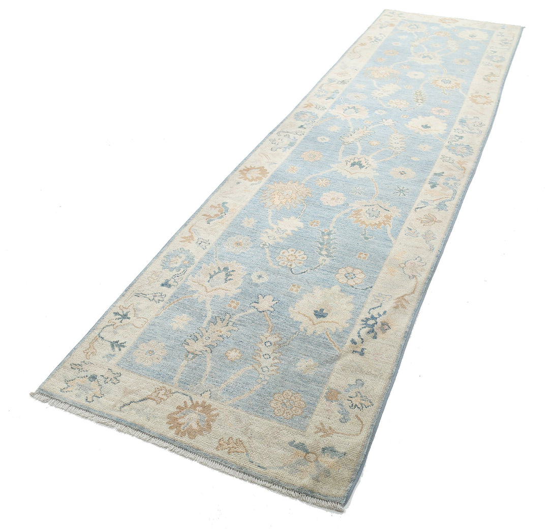 Hand Knotted Oushak Wool Rug 3' 1" x 11' 3" - No. AT17447