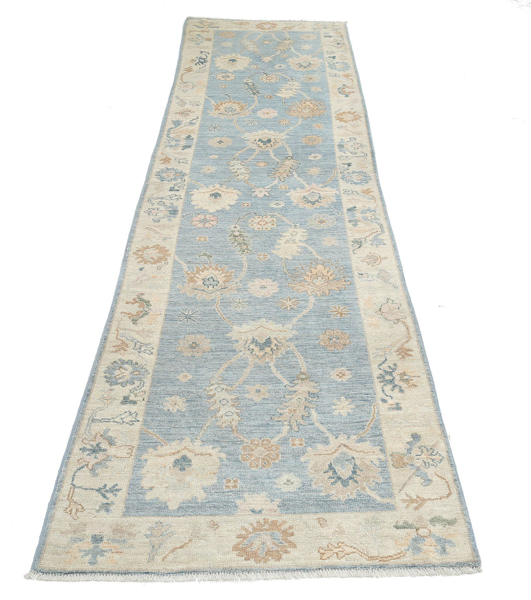 Hand Knotted Oushak Wool Rug 3' 1" x 11' 3" - No. AT17447