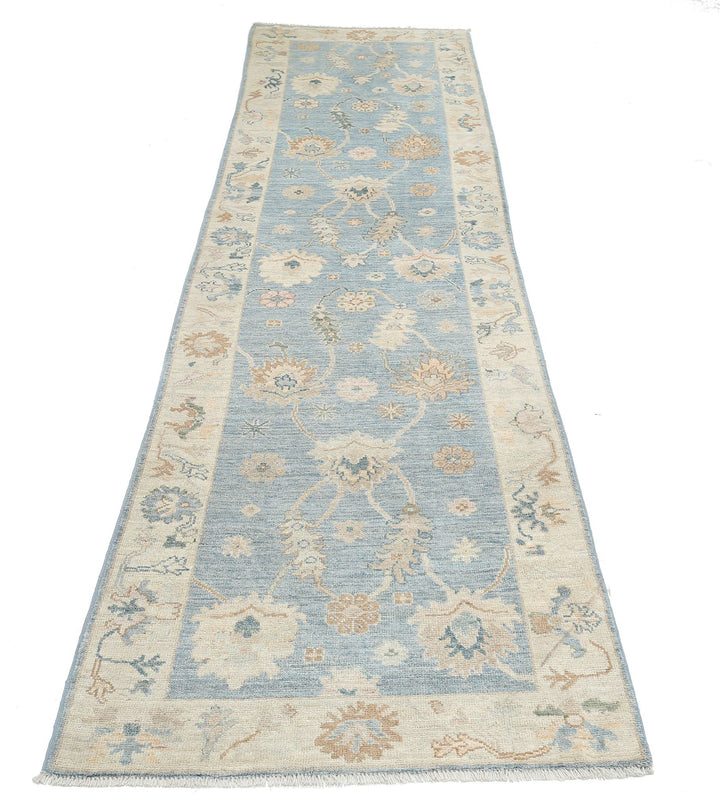 Hand Knotted Oushak Wool Rug 3' 1" x 11' 3" - No. AT17447