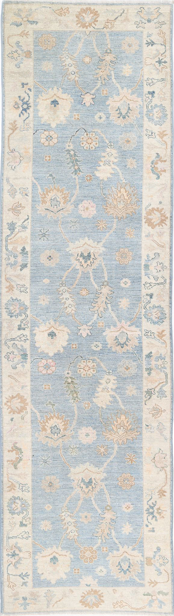 Hand Knotted Oushak Wool Rug 3' 1" x 11' 3" - No. AT17447