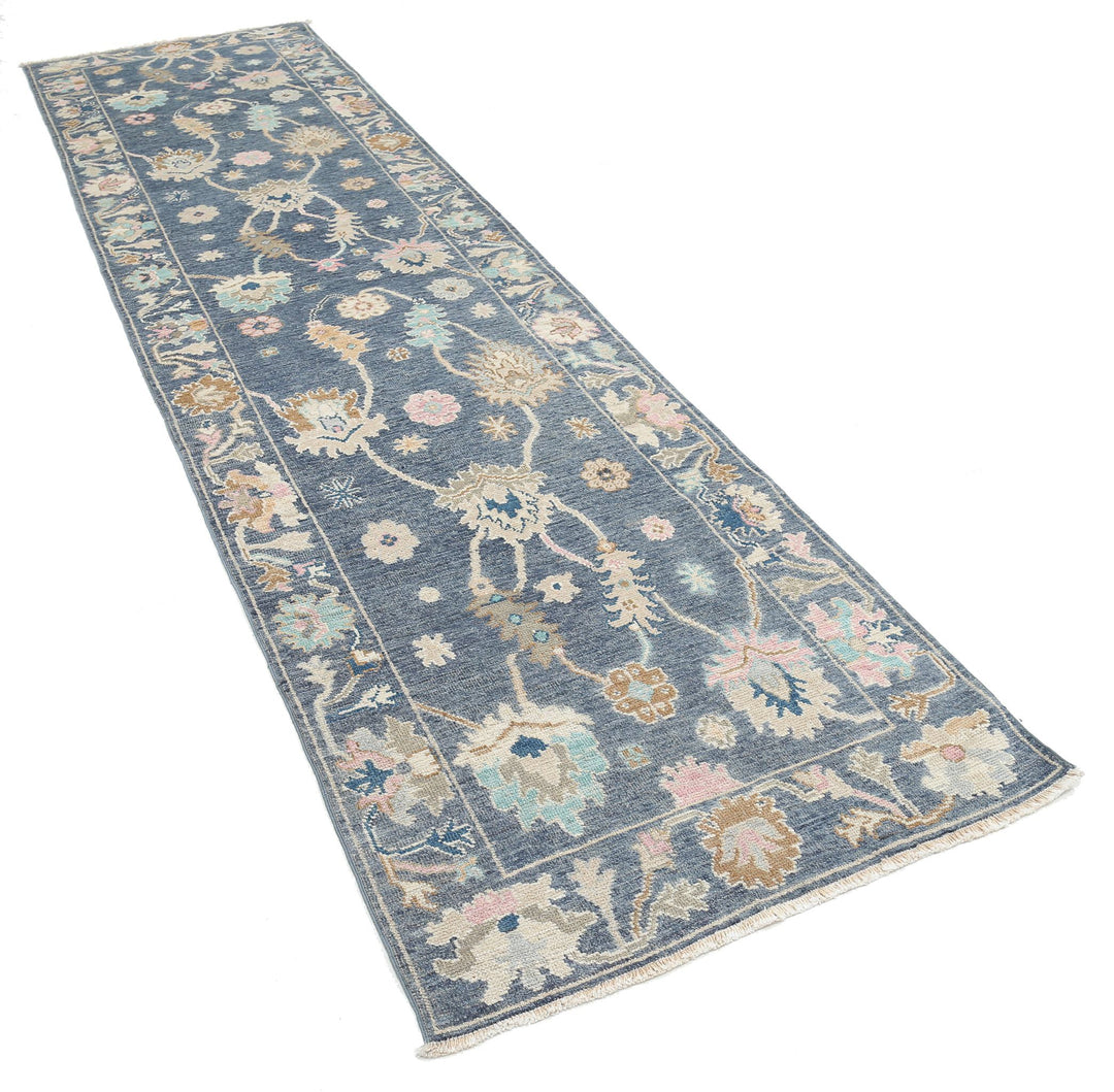 Hand Knotted Oushak Wool Rug 3' 1" x 11' 9" - No. AT35081