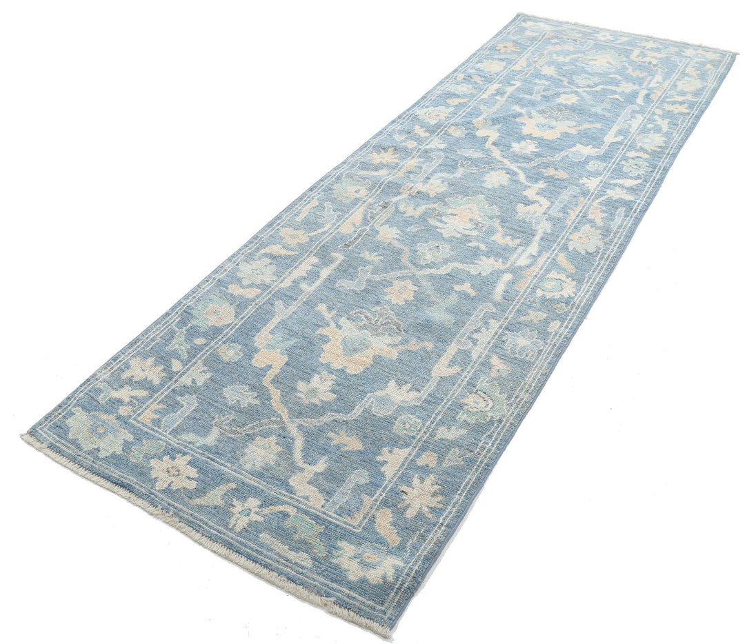 Hand Knotted Oushak Wool Rug 3' 3" x 9' 6" - No. AT15936