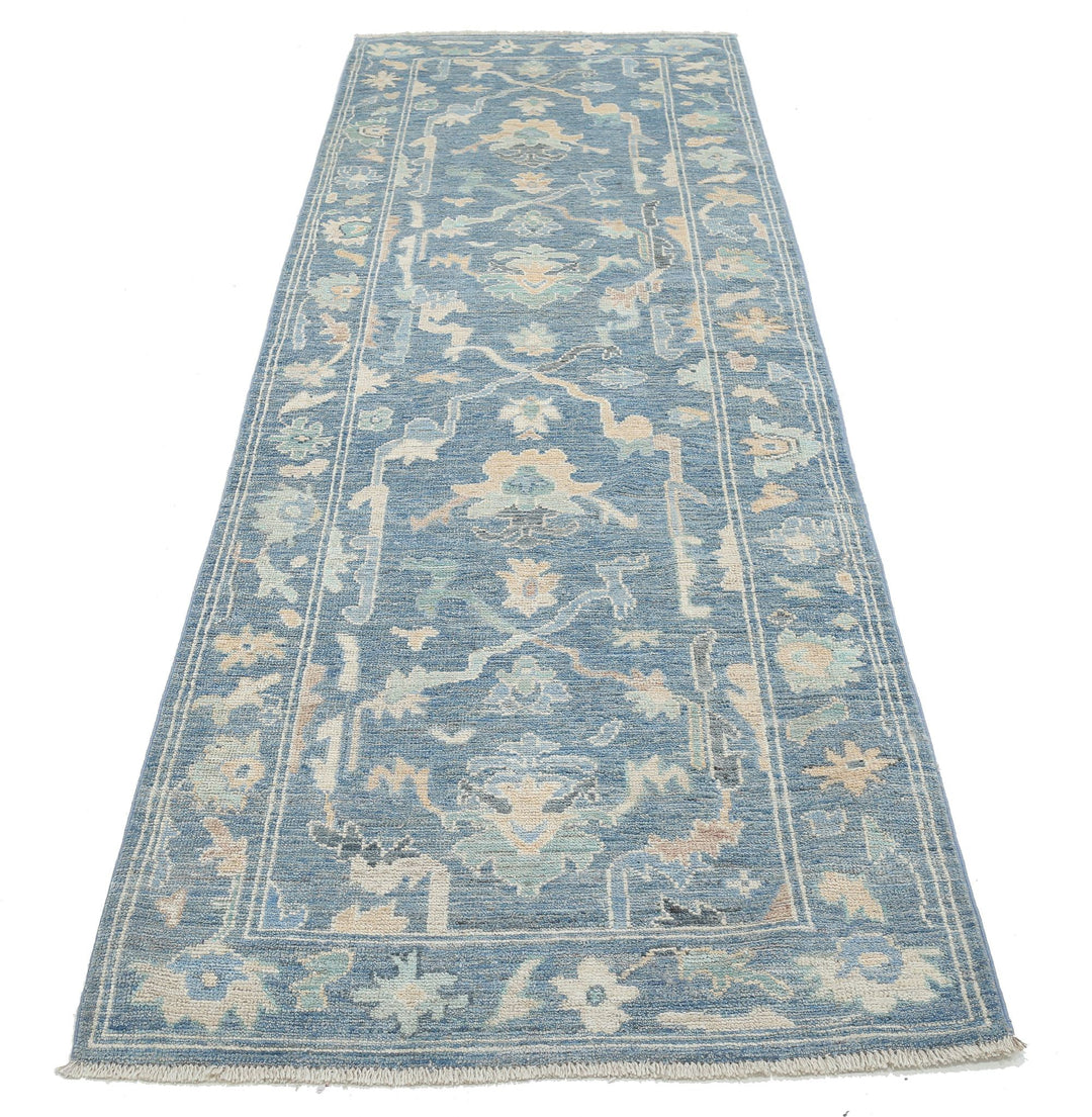 Hand Knotted Oushak Wool Rug 3' 3" x 9' 6" - No. AT15936