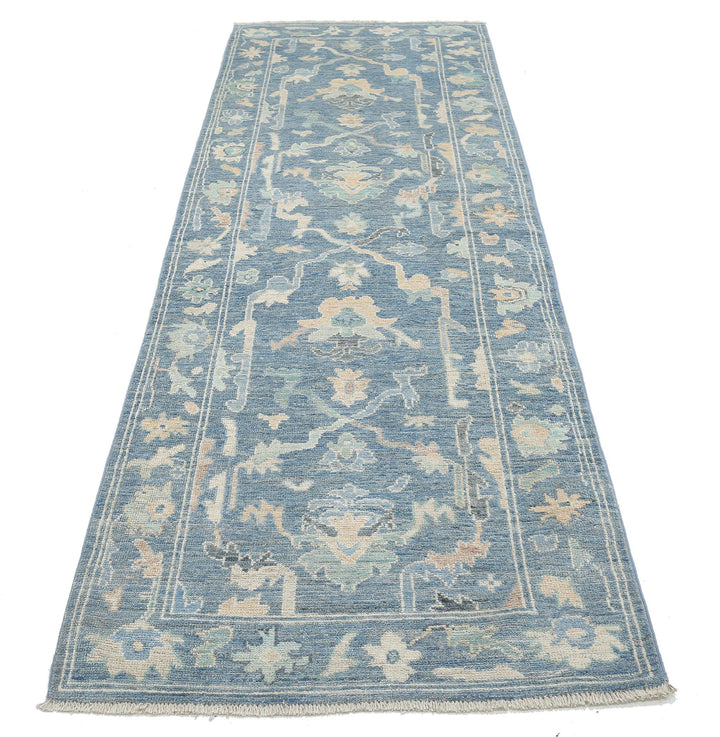 Hand Knotted Oushak Wool Rug 3' 3" x 9' 6" - No. AT15936