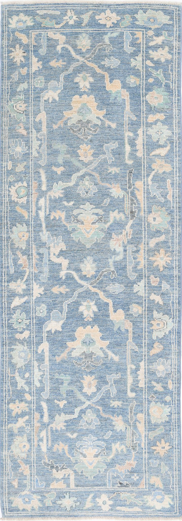 Hand Knotted Oushak Wool Rug 3' 3" x 9' 6" - No. AT15936
