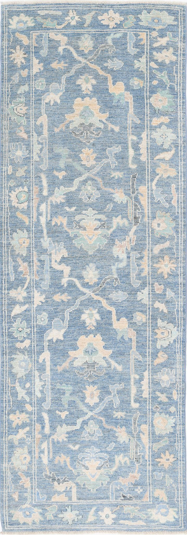 Hand Knotted Oushak Wool Rug 3' 3" x 9' 6" - No. AT15936