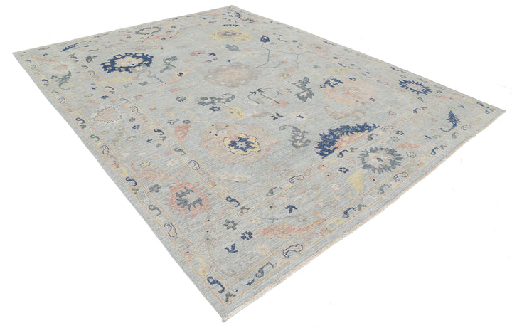 Hand Knotted Oushak Wool Rug 9' 1" x 11' 9" - No. AT74037