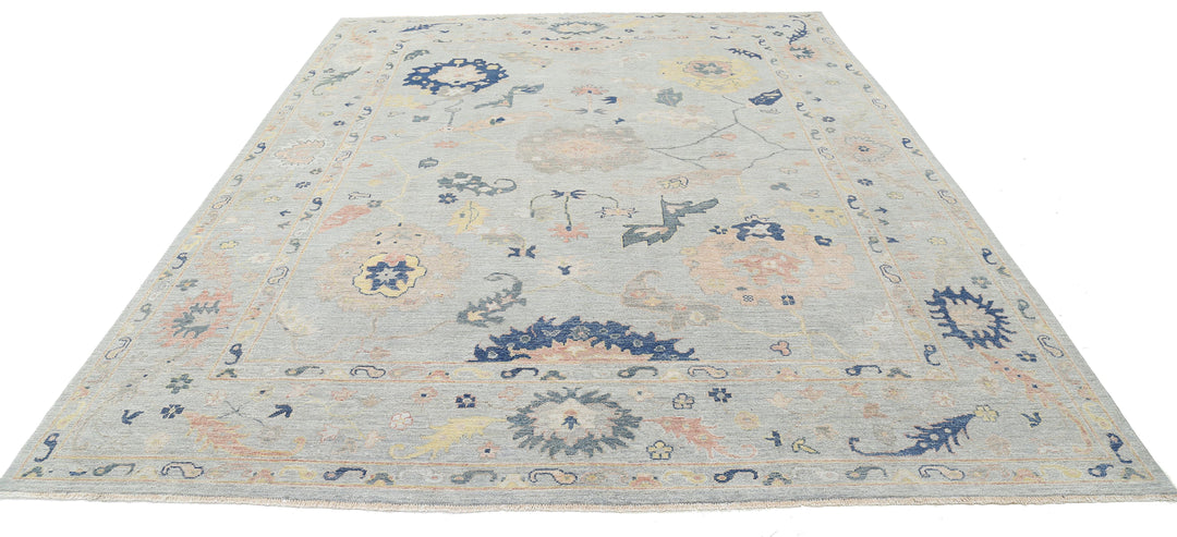 Hand Knotted Oushak Wool Rug 9' 1" x 11' 9" - No. AT74037