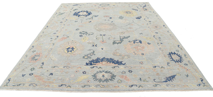 Hand Knotted Oushak Wool Rug 9' 1" x 11' 9" - No. AT74037